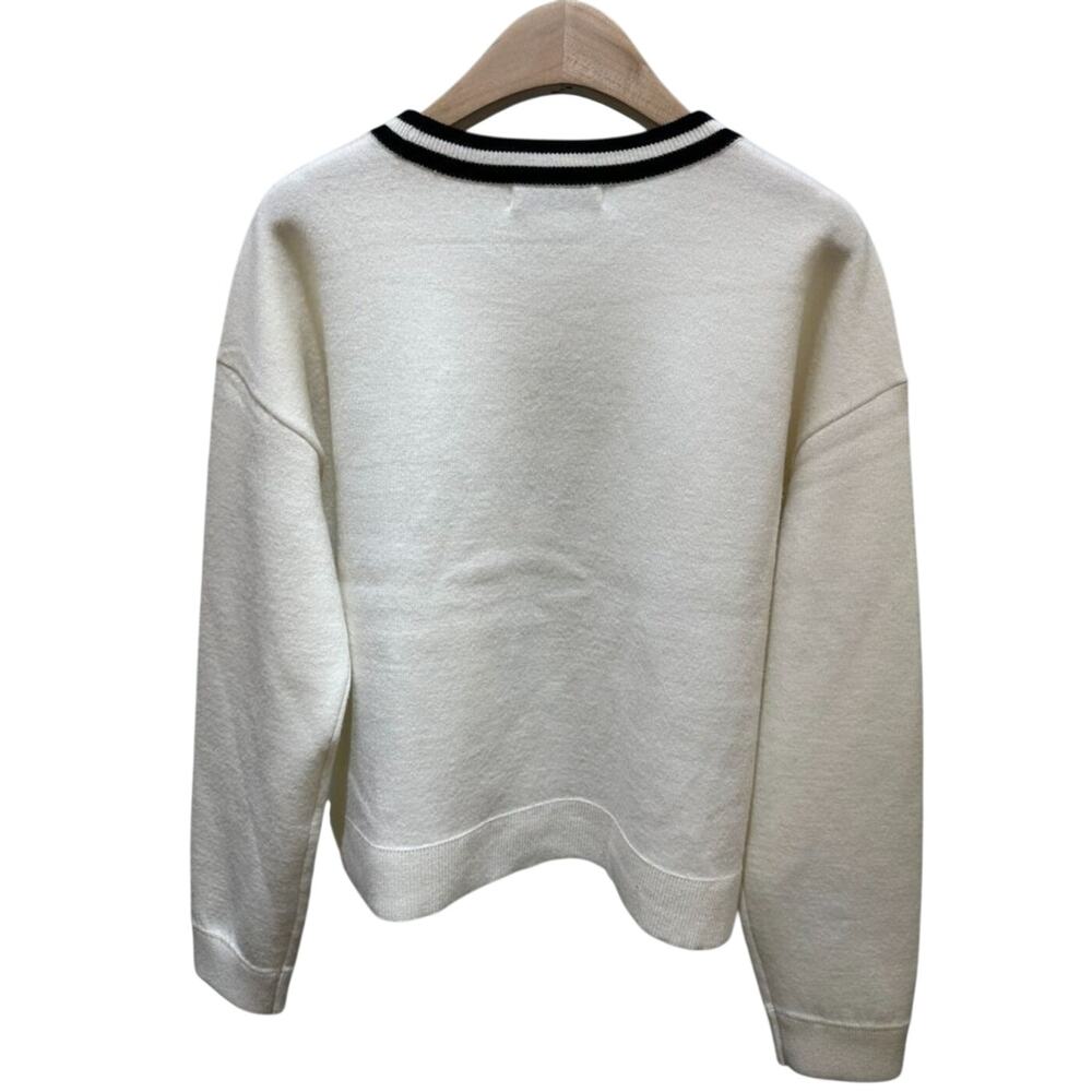 Alice + Olivia Gleeson Stace Face Boxy Sweater with Crystal Embellishments L - Picture 5 of 6